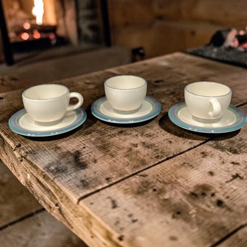 Pfaltzgraff Mountain Shadow Teacup & Saucers, Set of 3, Vintage Tableware